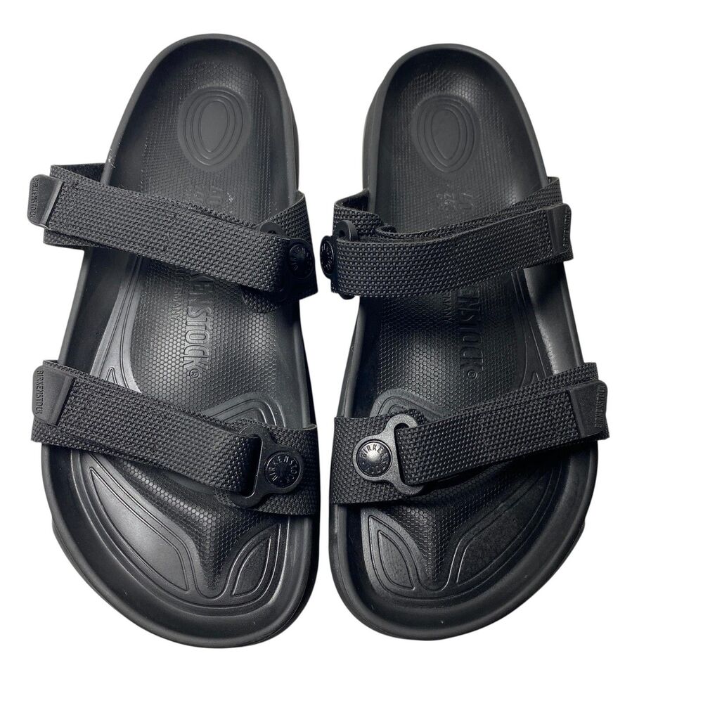 Birkenstock Sahara Women Two-Strap Slip On Slide Sandals Futura Black
